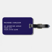 Einfache Monogram Initials Minimalistisch Navy Blu Gepäckanhänger (Rückseite horizontal)