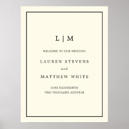 Einfache Monogram Ivory Elegant Begrüßung Poster