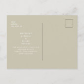 Einfache Monogram Khaki Wedding Save the Date Anno Postkarte (Rückseite)