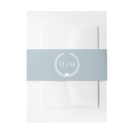 Einfache Monogram Light Winter Grau Blau Einladungsbanderole