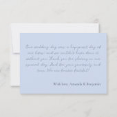 Einfache Monogram Minimalistisch Beau Blue Wedding Dankeskarte