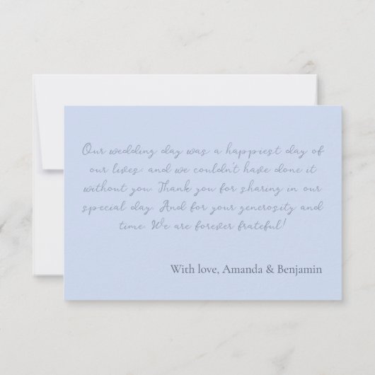 Einfache Monogram Minimalistisch Beau Blue Wedding Dankeskarte (Rückseite)