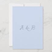 Einfache Monogram Minimalistisch Beau Blue Wedding Einladung (Rückseite)