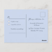 Einfache Monogram Minimalistisch Beau Blue Wedding Postkarte (Rückseite)