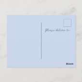 Einfache Monogram Minimalistisch Beau Blue Wedding Postkarte (Rückseite)