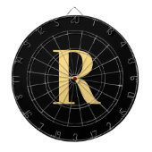Einfache Monogram, Modern Black Gold Dartscheibe (vorne)