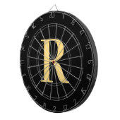 Einfache Monogram, Modern Black Gold Dartscheibe (Vorderseite rechts)