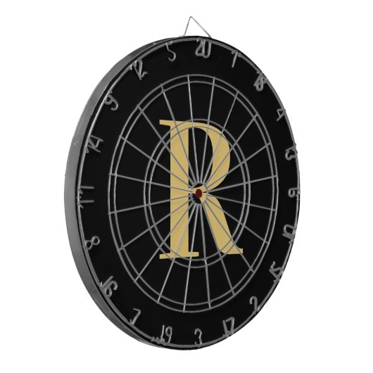 Einfache Monogram, Modern Black Gold Dartscheibe (Vorderseite Links)