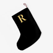 Einfache Monogram, Modern Black Gold Kleiner Weihnachtsstrumpf (Rückseite (Hängend))