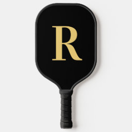 Einfache Monogram, Modern Black Gold Pickleball Schläger