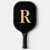 Einfache Monogram, Modern Black Gold Pickleball Schläger (Rückseite)