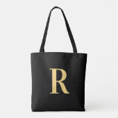 Einfache Monogram, Modern Black Gold Tasche (Rückseite)