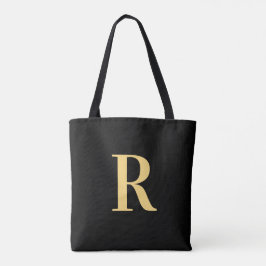 Einfache Monogram, Modern Black Gold Tasche