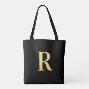 Einfache Monogram, Modern Black Gold Tasche