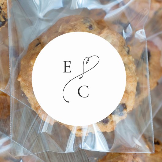 Einfache Monogram Modern Couples Initial Logo Schw Runder Aufkleber