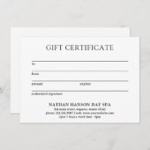 Einfache Monogram-Moderne Geschenkbescheinigung (Vorne/Hinten)