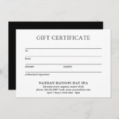 Einfache Monogram-Moderne Geschenkbescheinigung (Vorne/Hinten)