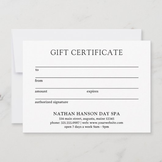 Einfache Monogram-Moderne Geschenkbescheinigung (Vorderseite)