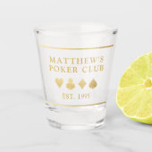 Einfache Monogram Name Poker Club Card Suite Schnapsglas (Vorderseite)