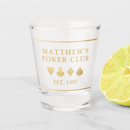 Einfache Monogram Name Poker Club Card Suite Schnapsglas (Vorderseite)