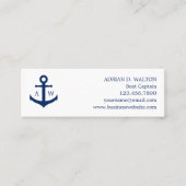 Einfache Monogram Navy Blue Anchor Mini Visitenkarte (Vorderseite)