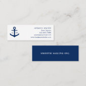Einfache Monogram Navy Blue Anchor Mini Visitenkarte (Vorne/Hinten)