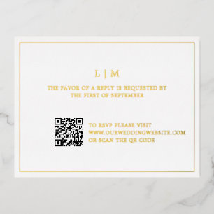 Einfache Monogram QR Code Elegant Wedding UAWG Folie Einladungspostkarte