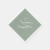 Einfache Monogram Sage Green Elegant Script Hochze Serviette (Ecke)