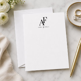 Einfache Monogram Schwarz-Weiß Elegant Mitteilungskarte