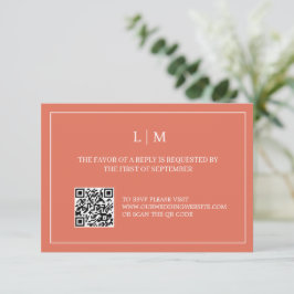 Einfache Monogram Terracotta QR Wedding RSVP Card Dankeskarte