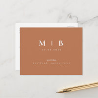 Einfache Monogram Terracotta Save the Date QR Anno