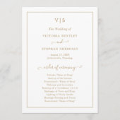 Einfache Monogram Traditionelle Elegant Gold Hochz Programm (Vorderseite)