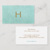 Einfache Monogram Türkis Blau, stilvoll Minimalist Visitenkarte (Vorne/Hinten)