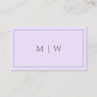 Einfache Monogram Violet Lilac Pastel Lila Visitenkarte