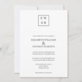 Einfache Monogram White and Gray Wedding Einladung (Vorderseite)