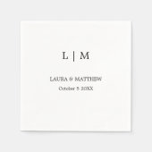 Einfache Monogram White Wedding Serviette (Vorderseite)