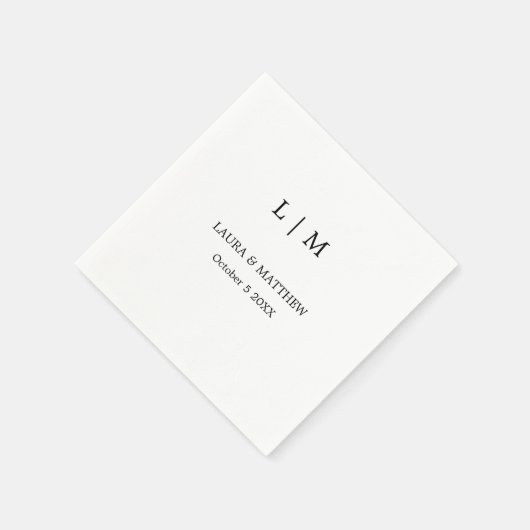 Einfache Monogram White Wedding Serviette (Ecke)