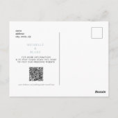 Einfache Monogram Winter Blue Save the Date QR Postkarte (Rückseite)