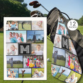 Einfache Monogramm 12 FotoCollage Custom Golfhandtuch