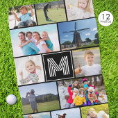 Einfache Monogramm 12 FotoCollage Custom Golfhandtuch