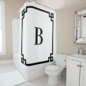 Einfache Monogramm an der weißen und schwarzen gri Duschvorhang (Beispiel)