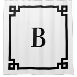Einfache Monogramm an der weißen und schwarzen gri Duschvorhang