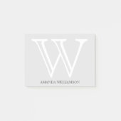 Einfache Monogramm Anfangsname Weißer Grau 4x3 Post-it Klebezettel (Vorderseite)