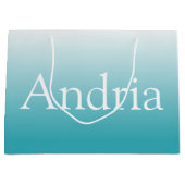 Einfache Monogramm | Aqua Ombre Große Geschenktüte (Vorderseite)