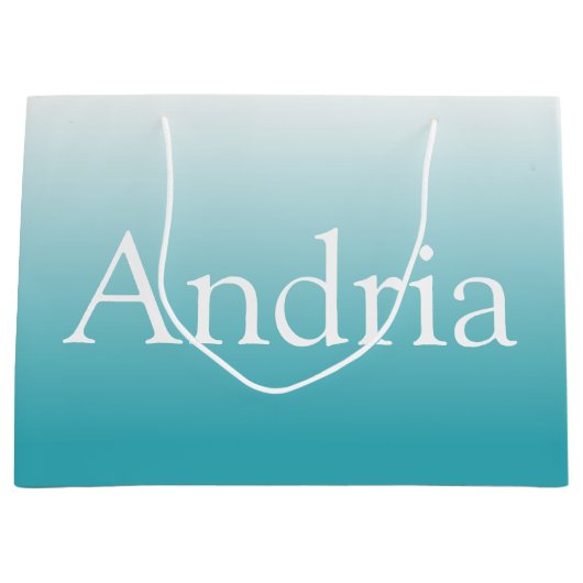 Einfache Monogramm | Aqua Ombre Große Geschenktüte (Vorderseite)