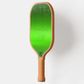 Einfache Monogramm aus grün gebürstetem Glitzer | Pickleball Schläger (Links)