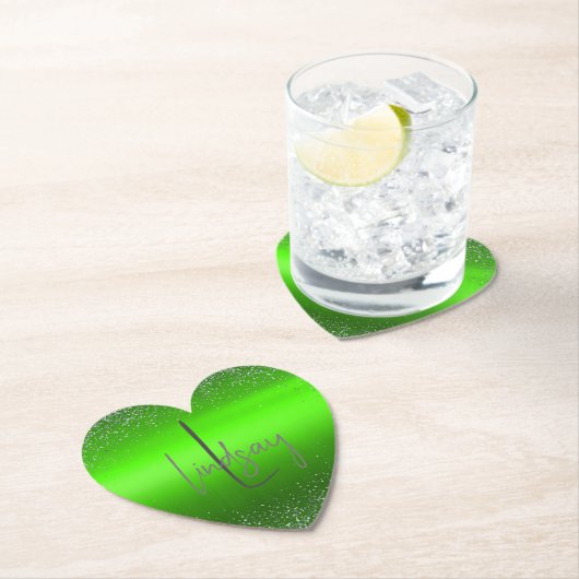 Einfache Monogramm aus grün gebürstetem Glitzer | Untersetzer (Vor Ort)