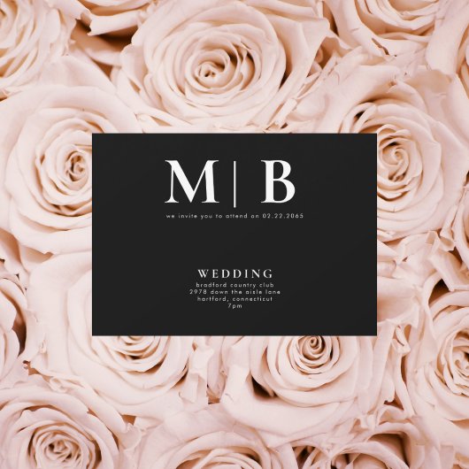 Einfache Monogramm B/W Keine Eltern Einladung