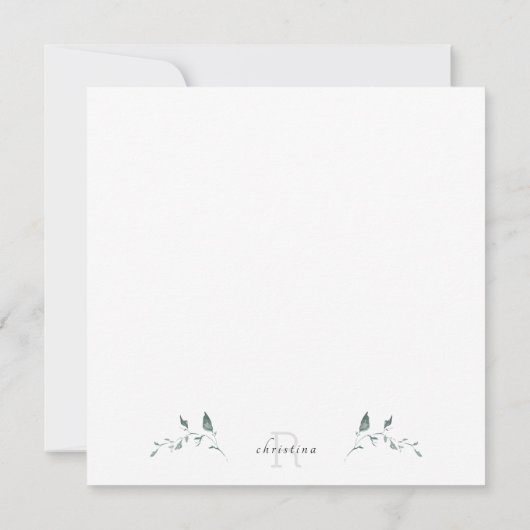 Einfache Monogramm Blank Vielen Dank Square Mitteilungskarte (Rückseite)