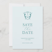 Einfache Monogramm blass Save the Date (Vorderseite)